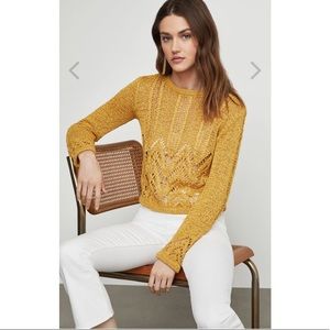 NWT BCBG MaxAzria Gorgeous Mixed Stitch Sweater, Golden Yellow XS/2, S/4